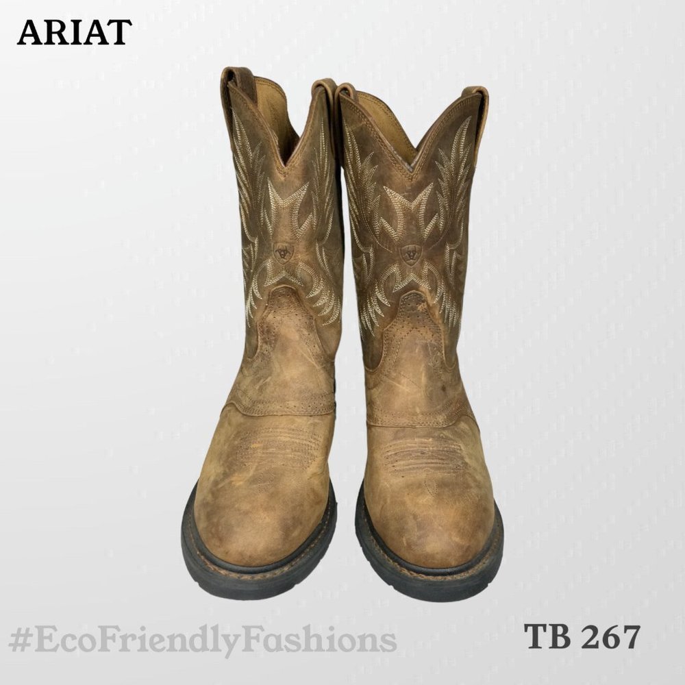 Ariat Sierra Saddle Work Boot Men's Brown Round Toe Pull On Size 13 D - Picture 2 of 7